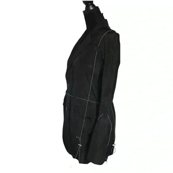 ASOS Collusion Women's Button Down Nylon Jacket in Black Drawstrings Sz 4 - Picture 3 of 6